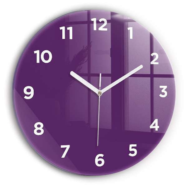 Round glass wall clock Violet