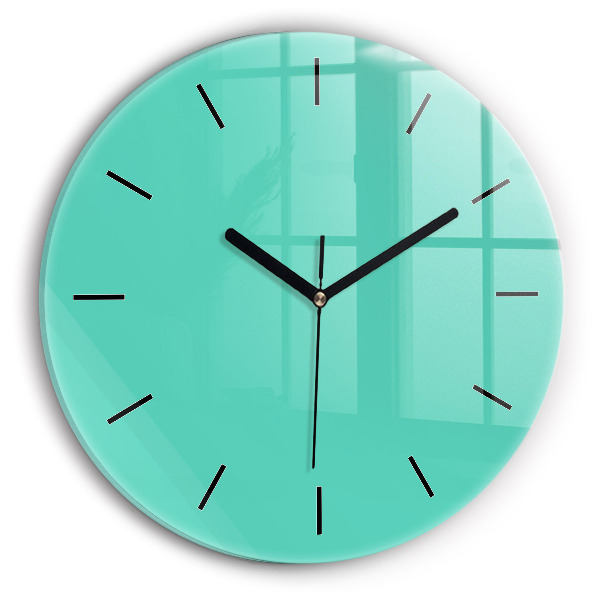 Round glass wall clock Turquoise