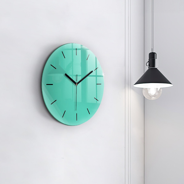 Round glass wall clock Turquoise