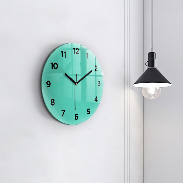 Round glass wall clock Turquoise