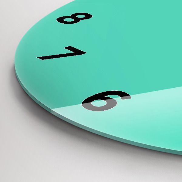 Round glass wall clock Turquoise