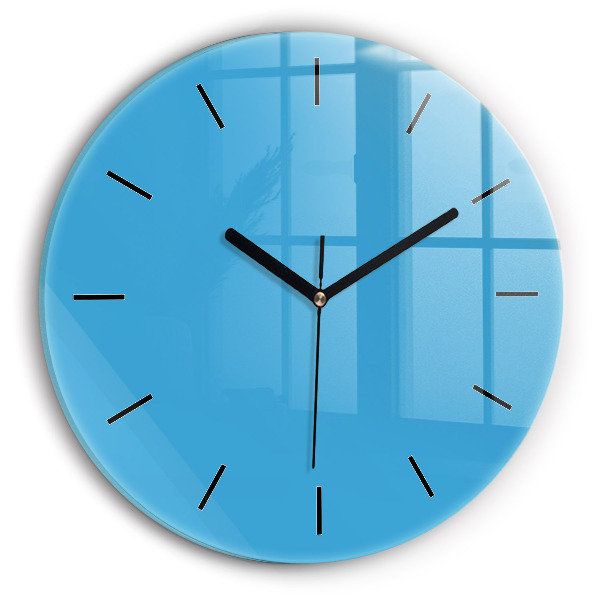 Round glass wall clock Blue