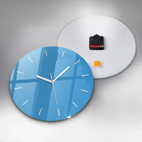Round glass wall clock Blue