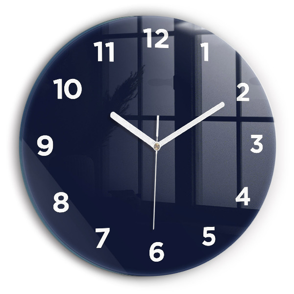 Round glass wall clock Dark Navy
