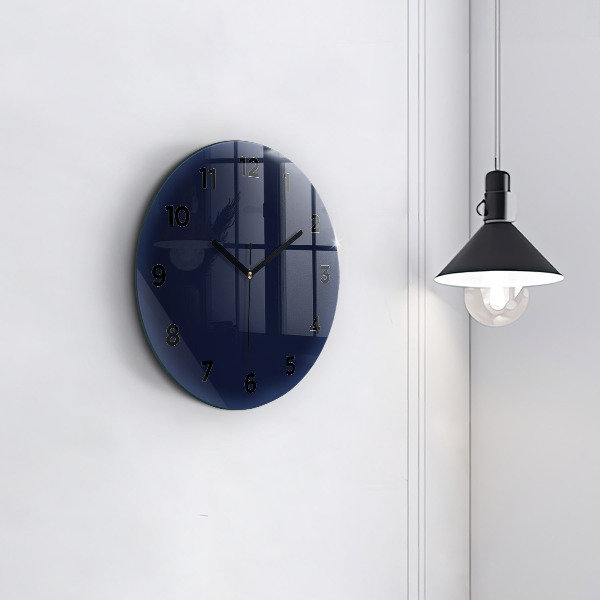Round glass wall clock Dark Navy