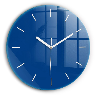 Round glass wall clock Blue