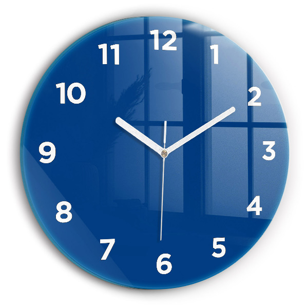 Round glass wall clock Blue
