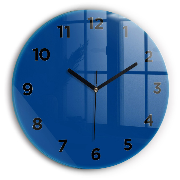 Round glass wall clock Blue