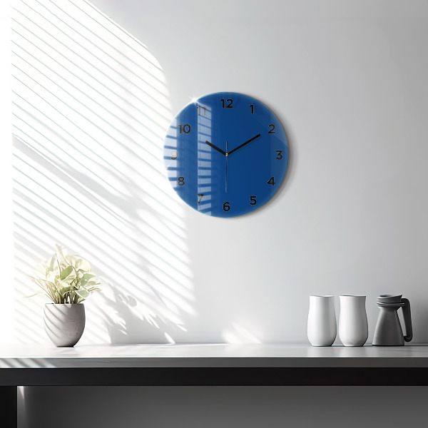 Round glass wall clock Blue