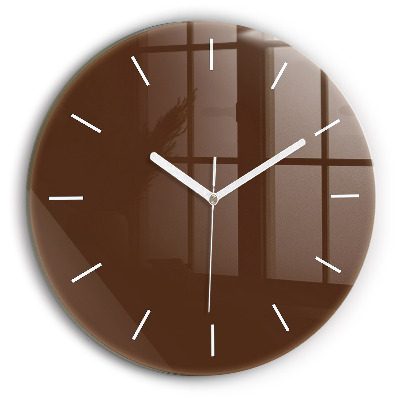 Round glass wall clock Brown