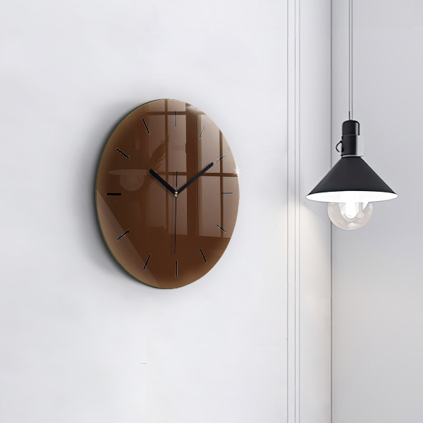Round glass wall clock Brown