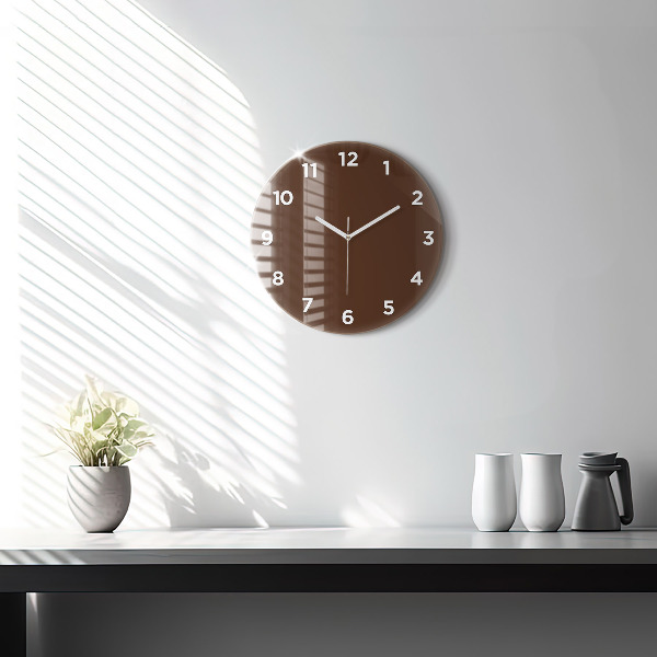 Round glass wall clock Brown
