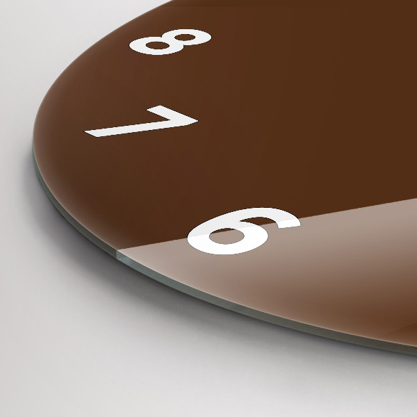 Round glass wall clock Brown
