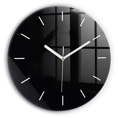 Round glass wall clock Black