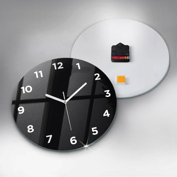 Round glass wall clock Black