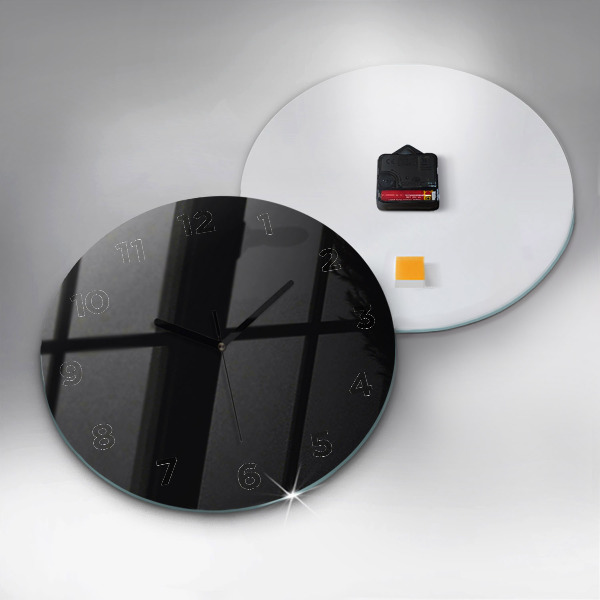 Round glass wall clock Black