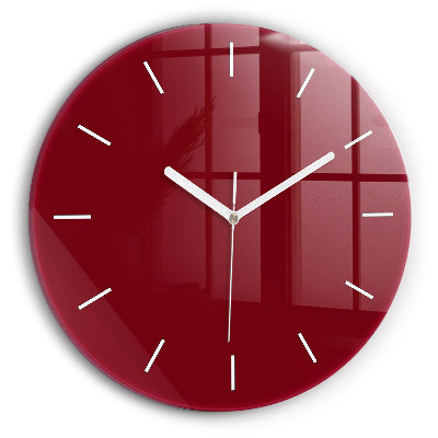 Round glass wall clock Burgundy