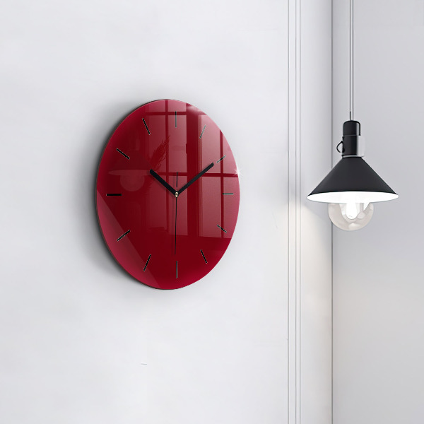 Round glass wall clock Burgundy
