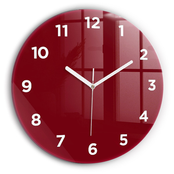 Round glass wall clock Burgundy