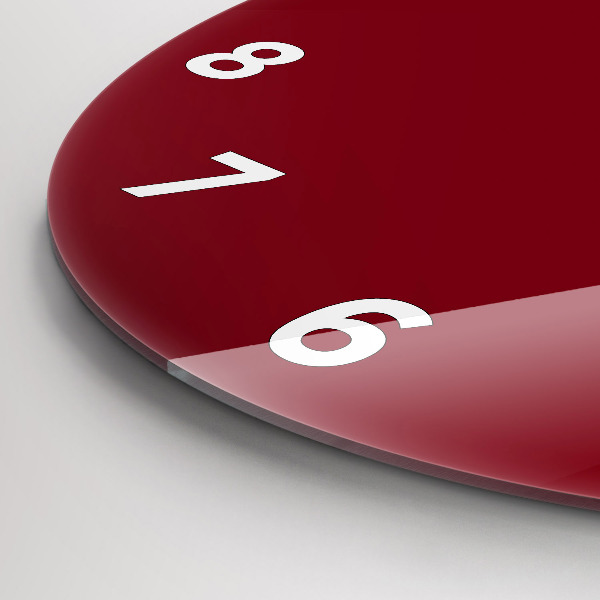 Round glass wall clock Burgundy