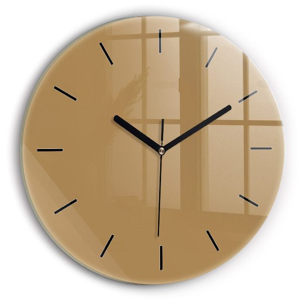 Round glass wall clock Beige