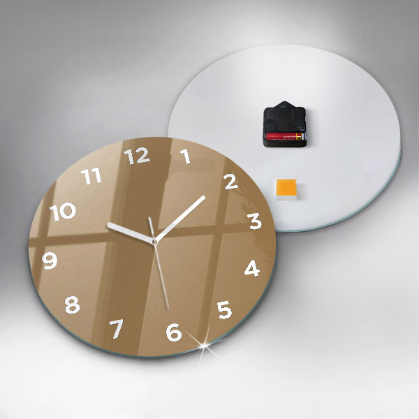 Round glass wall clock Beige