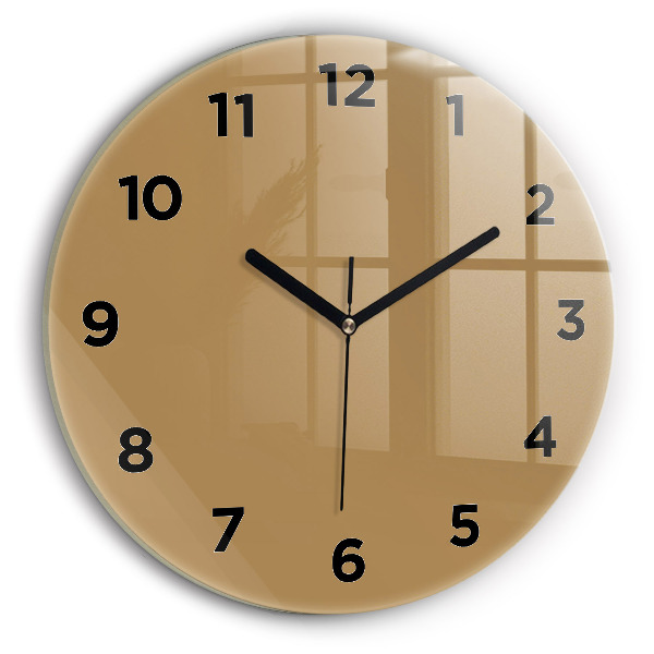 Round glass wall clock Beige