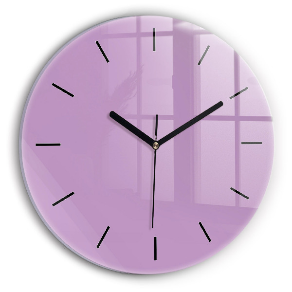 Round glass wall clock Lilac