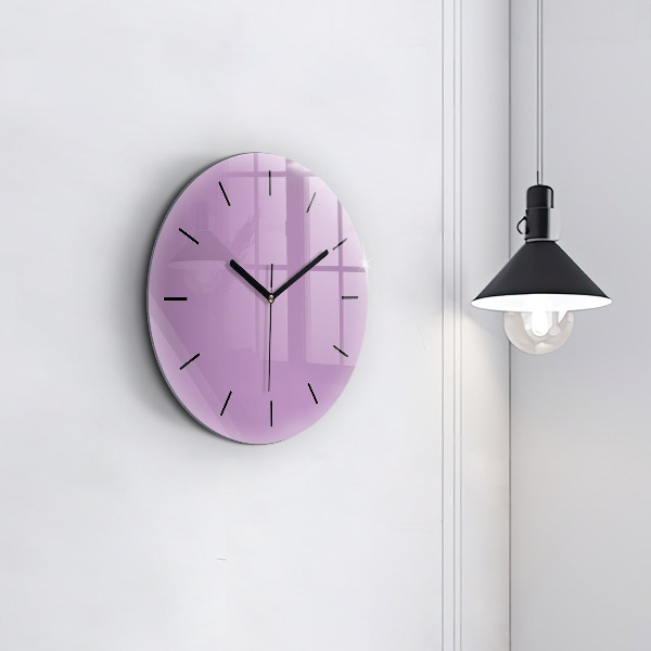 Round glass wall clock Lilac