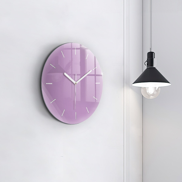 Round glass wall clock Lilac