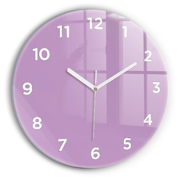 Round glass wall clock Lilac