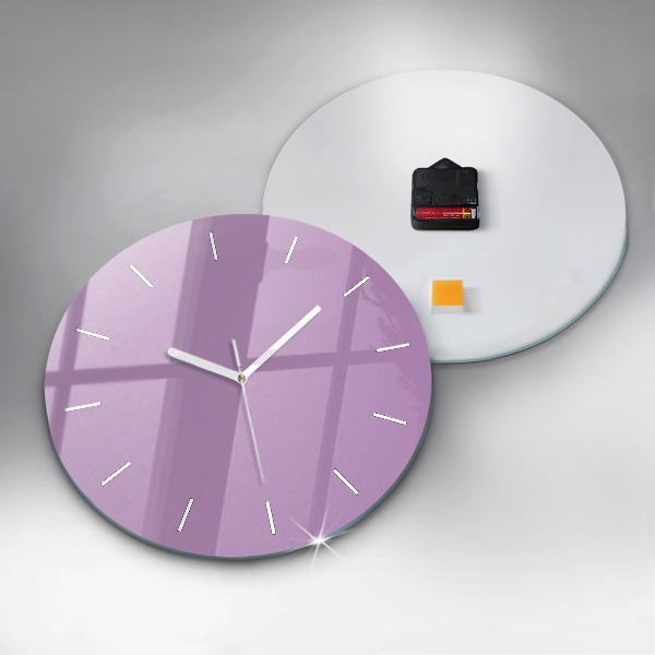 Round glass wall clock Lilac