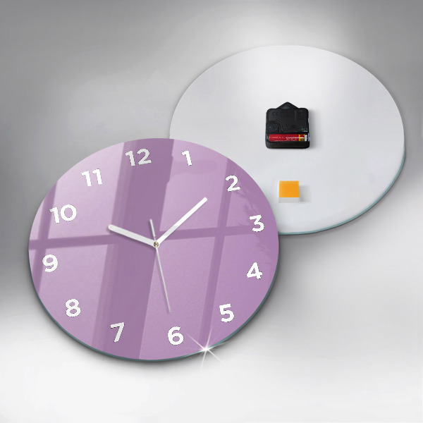 Round glass wall clock Lilac