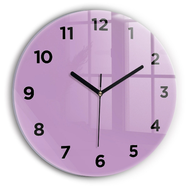 Round glass wall clock Lilac