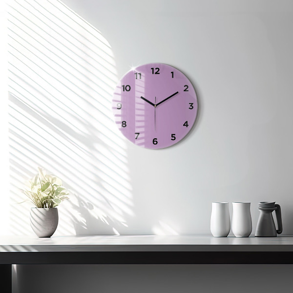 Round glass wall clock Lilac