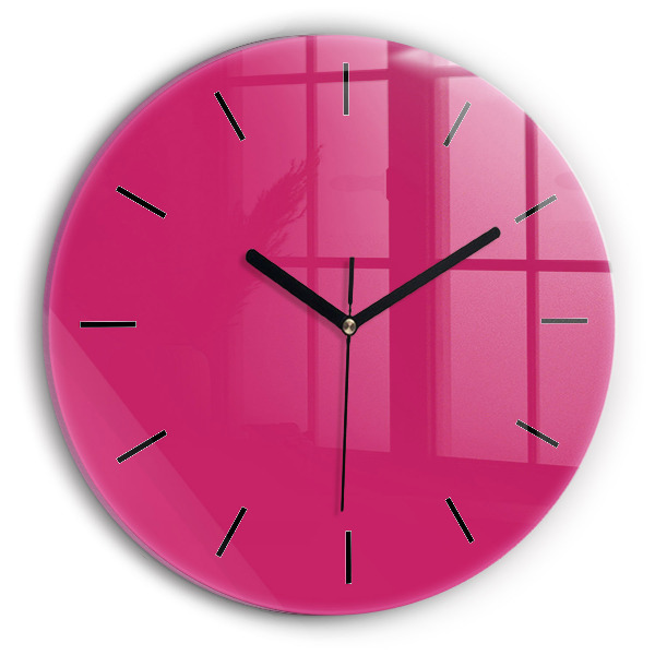Round glass wall clock Pink
