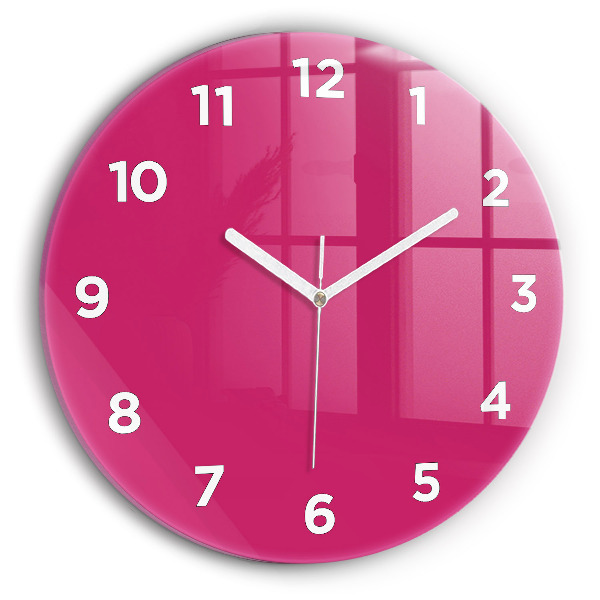 Round glass wall clock Pink