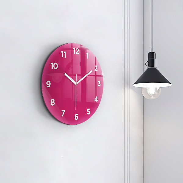 Round glass wall clock Pink