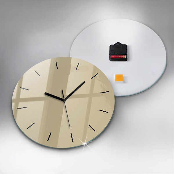 Round glass wall clock Beige