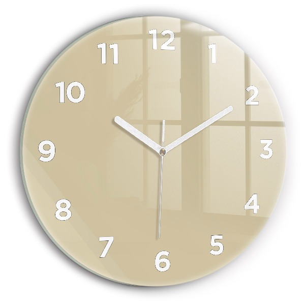 Round glass wall clock Beige