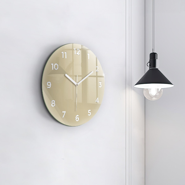 Round glass wall clock Beige