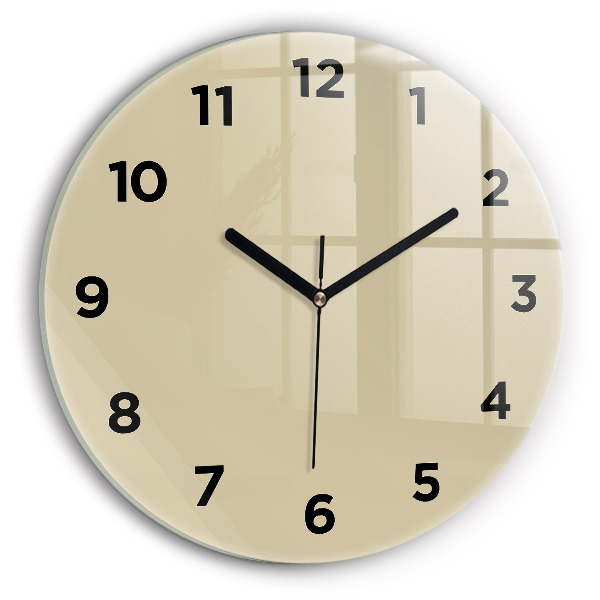 Round glass wall clock Beige
