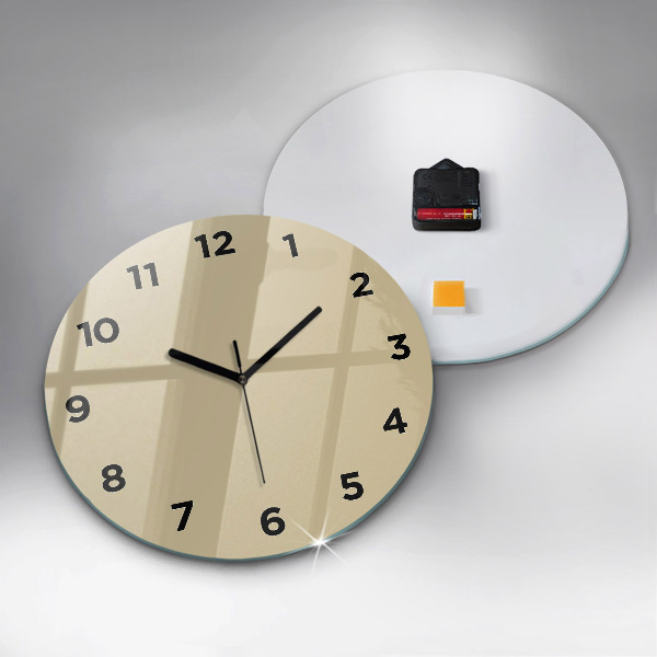 Round glass wall clock Beige