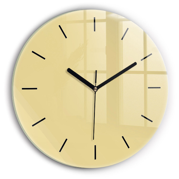 Round glass wall clock Creamy