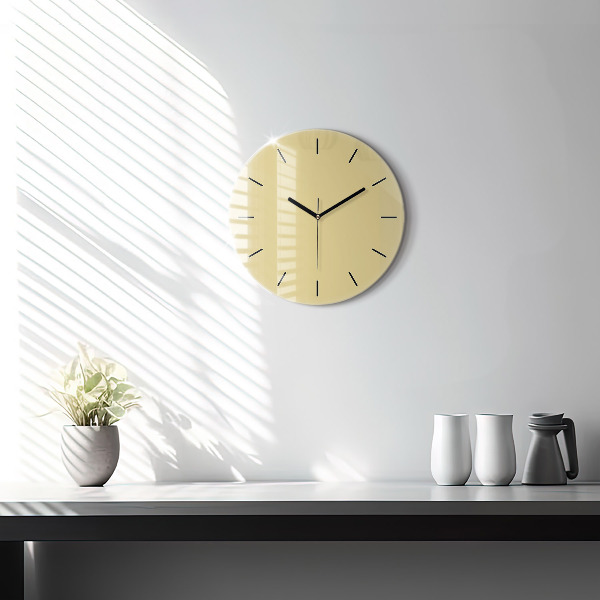 Round glass wall clock Creamy