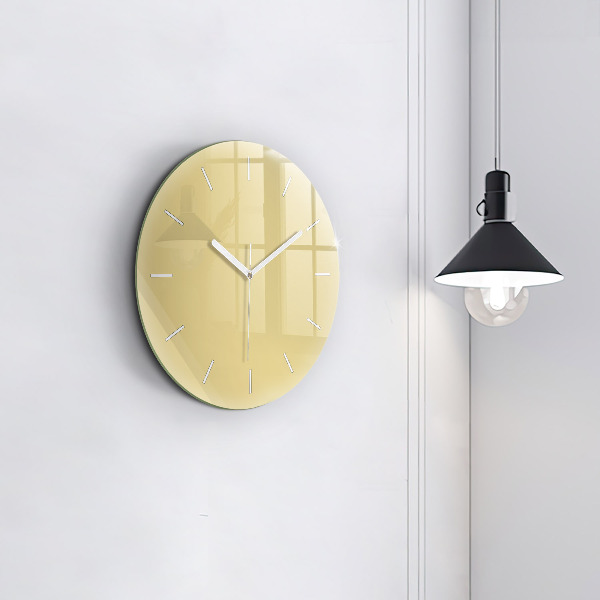 Round glass wall clock Creamy