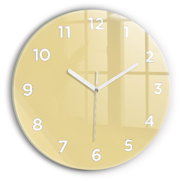 Round glass wall clock Creamy