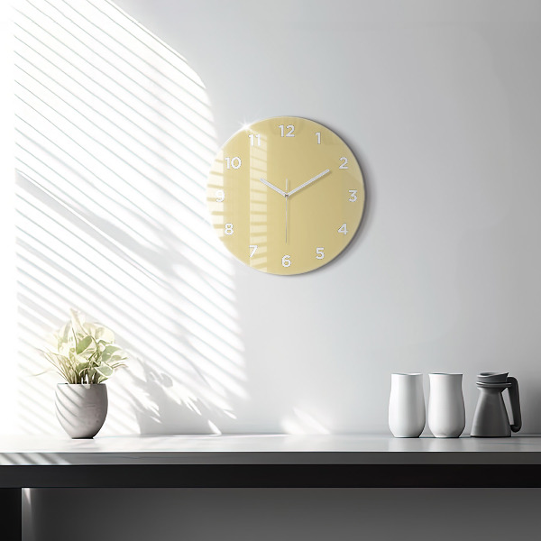Round glass wall clock Creamy