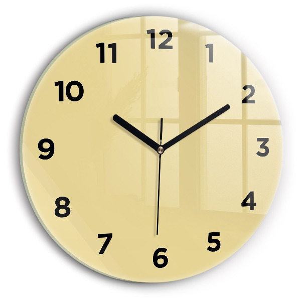 Round glass wall clock Creamy