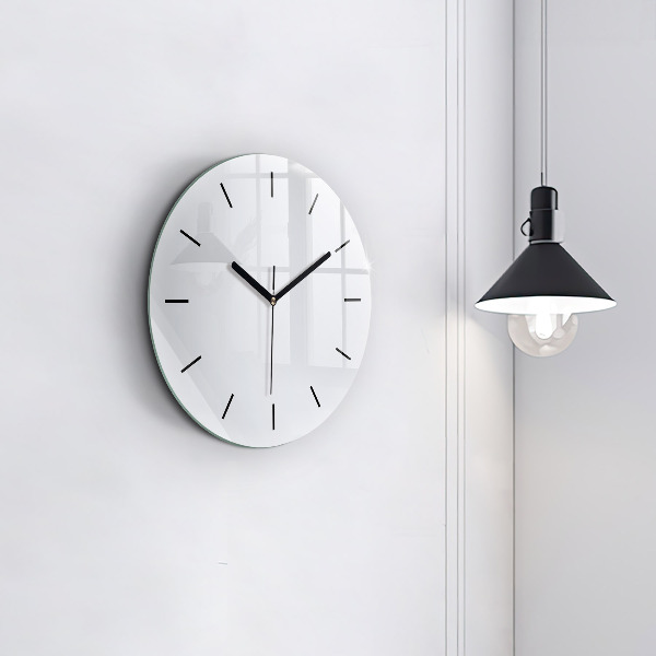 Round glass wall clock White